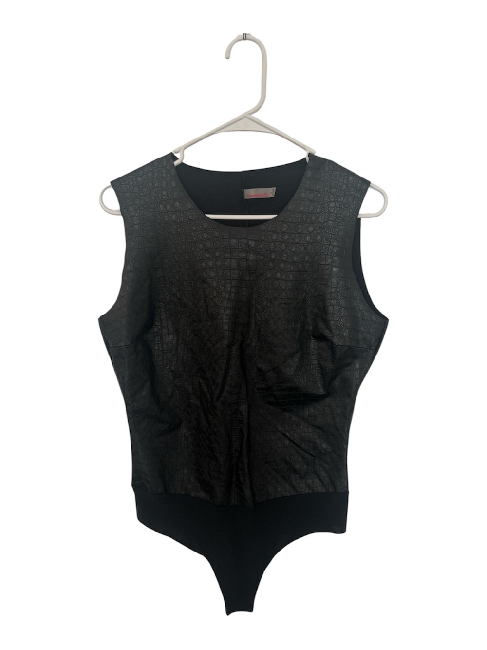 Commando Black Textured Sleeveless Bodysuit